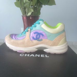 Chanel Low Top Trainers ‘Cream/Green’